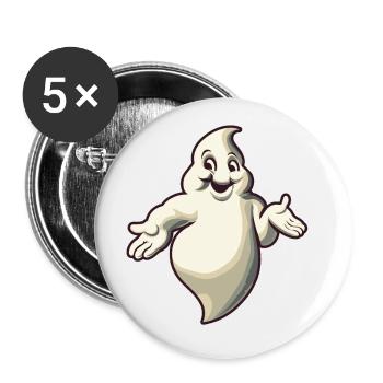Funny Vintage Ghost Knows Nothing Halloween - Buttons large 2.2''/56 mm (5-pack) - white - Front