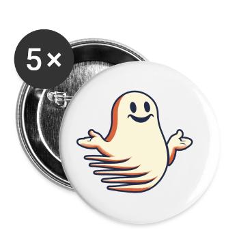 Funny Vintage Ghost Knows Nothing Halloween - Buttons large 2.2''/56 mm (5-pack) - white - Front