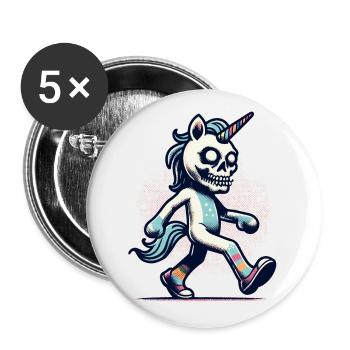 Zombie Licorne Mort-vivant Créature mystique - Lot de 5 grands badges (56 mm) - blanc - Devant