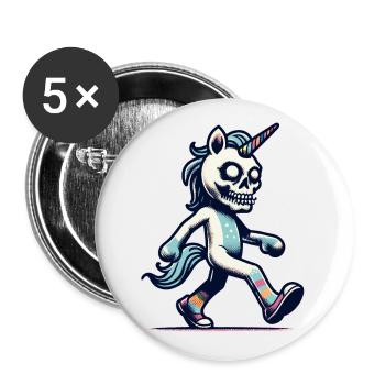 Zombie Licorne Mort-vivant Créature mystique - Lot de 5 grands badges (56 mm) - blanc - Devant