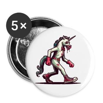 Zombie Einhorn Undead Mystical Creature - Buttons groß 56 mm (5er Pack) - Weiß - Vorne