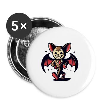 Lustige Halloween Party Vampir Fangs Vampir Stil - Buttons groß 56 mm (5er Pack) - Weiß - Vorne