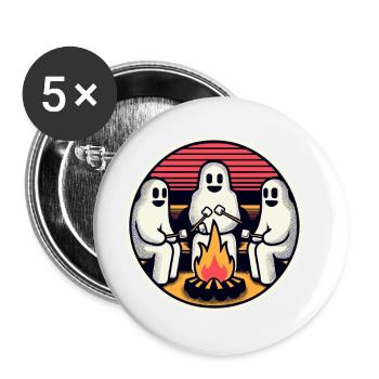 Ghosts at the campfire campsite Lustige - Buttons large 2.2''/56 mm (5-pack) - white - Front
