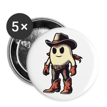Lustiger Cowboy Geist Halloween Kostüm - Buttons groß 56 mm (5er Pack) - Weiß - Vorne