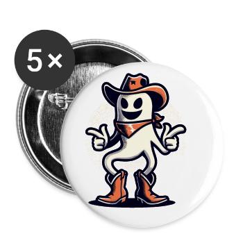 Drôle Cowboy Fantôme Halloween Costume Fun - Lot de 5 grands badges (56 mm) - blanc - Devant