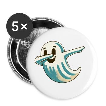 Drôle Halloween Fête Drôle Fantôme - Lot de 5 grands badges (56 mm) - blanc - Devant