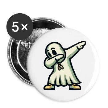 Drôle hantant Halloween Party Chasse aux fantômes - Lot de 5 grands badges (56 mm) - blanc - Devant