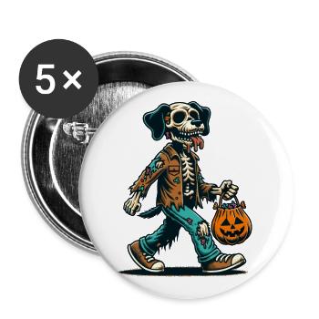 Undead Zombie Dog Trick or Treat Halloween - Buttons large 2.2''/56 mm (5-pack) - white - Front