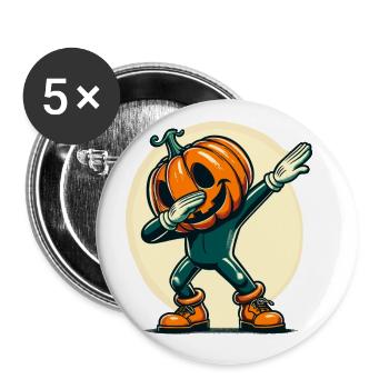 Dabbing Halloween Pumpkin Funny Dabbing Pumpkin - Buttons large 2.2''/56 mm (5-pack) - white - Front