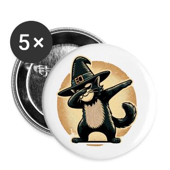 Dabbende Hexen Katze Dabbing Haustier Halloween - Buttons groß 56 mm (5er Pack) - Weiß - Vorne