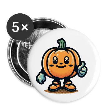 Kawaii Pumpkin Cute Halloween Pumpkin Decoration - Buttons large 2.2''/56 mm (5-pack) - white - Front