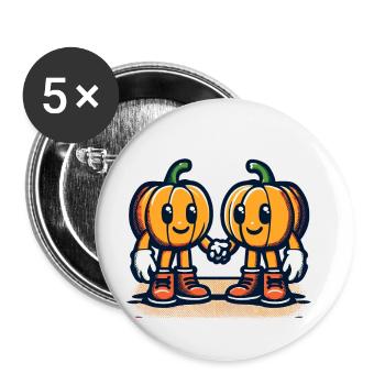 Cute Pumpkin Twins Halloween Costume - Buttons large 2.2''/56 mm (5-pack) - white - Front