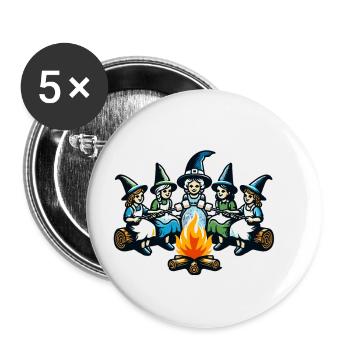 Camping Campfire Vintage Witches Design - Buttons large 2.2''/56 mm (5-pack) - white - Front
