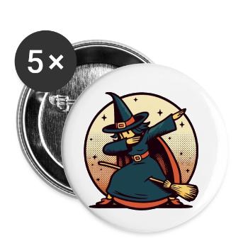 Dabbende Hexe Dabbing Hexen Design Halloween - Buttons groß 56 mm (5er Pack) - Weiß - Vorne