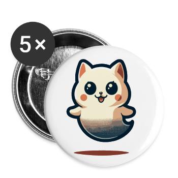 Niedliche Geister Katze Kawaii Geist Haustier - Buttons groß 56 mm (5er Pack) - Weiß - Vorne