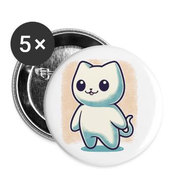 Cute Ghosts Cat Kawaii Ghost Pet - Buttons large 2.2''/56 mm (5-pack) - white - Front
