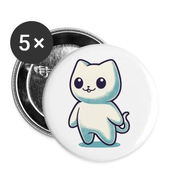Cute Ghosts Cat Kawaii Ghost Pet - Buttons large 2.2''/56 mm (5-pack) - white - Front