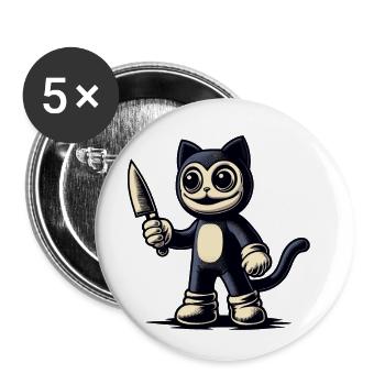 Creepy Cat Psycho Pet Halloween Costume - Buttons large 2.2''/56 mm (5-pack) - white - Front