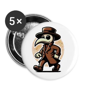 Retro Vintage Cartoon Halloween Kostüm Pest Doktor - Buttons groß 56 mm (5er Pack) - Weiß - Vorne