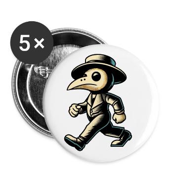 Retro Vintage Cartoon Halloween Kostüm Deko - Buttons groß 56 mm (5er Pack) - Weiß - Vorne