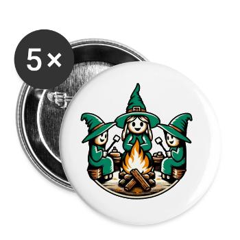 Camping Campfire Vintage Witches Design - Buttons large 2.2''/56 mm (5-pack) - white - Front