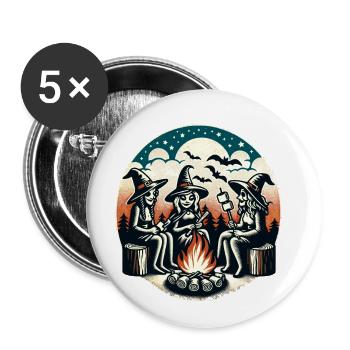 Camping Campfire Vintage Witches Design - Buttons large 2.2''/56 mm (5-pack) - white - Front