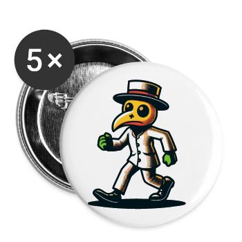 Retro Vintage Cartoon Halloween Kostüm Deko - Buttons groß 56 mm (5er Pack) - Weiß - Vorne
