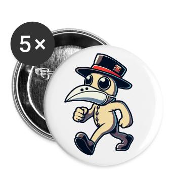 Retro Vintage Cartoon Halloween Kostüm Deko - Buttons groß 56 mm (5er Pack) - Weiß - Vorne