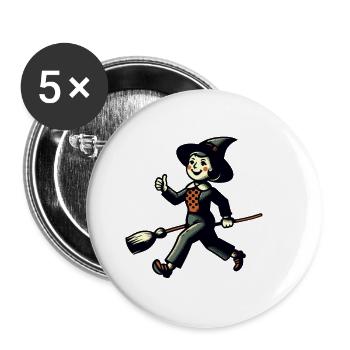 Retro Cartoon Witches Creepy Party Design - Buttons large 2.2''/56 mm (5-pack) - white - Front