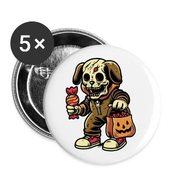 Mort-vivant zombie chien Trick or Treat Halloween - Lot de 5 grands badges (56 mm) - blanc - Devant