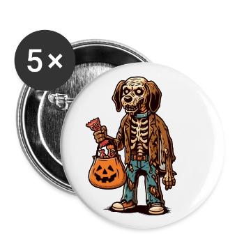 Undead Zombie Dog Trick or Treat Halloween - Buttons large 2.2''/56 mm (5-pack) - white - Front