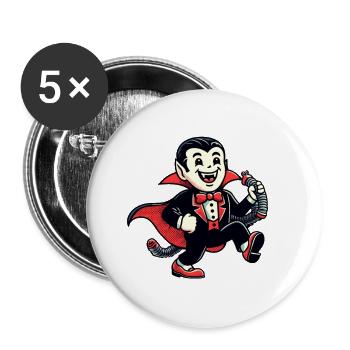 Décoration de costume de vampire d’Halloween de style vintage rétro - Lot de 5 grands badges (56 mm) - blanc - Devant