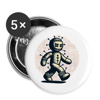 Effrayant costume d’Halloween de poupée vaudou - Lot de 5 grands badges (56 mm) - blanc - Devant