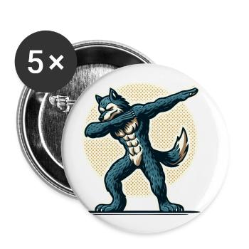 Dabbing Werewolf Funny Dabbing Design Full Moon - Buttons large 2.2''/56 mm (5-pack) - white - Front