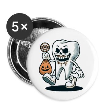 Halloween Hygiène Dentaire Drôle Dent Zombie - Lot de 5 grands badges (56 mm) - blanc - Devant