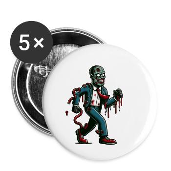 Retro Vintage Stil Halloween Zombie Kostüm Deko - Buttons groß 56 mm (5er Pack) - Weiß - Vorne