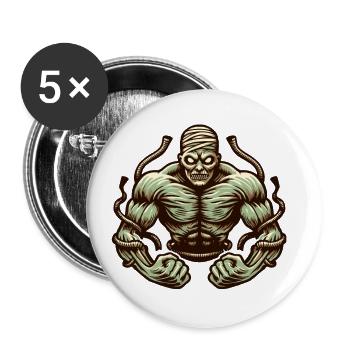 Musclé Bodybuilder Zombie Halloween Costume - Lot de 5 grands badges (56 mm) - blanc - Devant