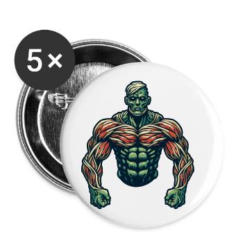 Muscular Bodybuilder Halloween Costume Decoration - Buttons large 2.2''/56 mm (5-pack) - white - Front