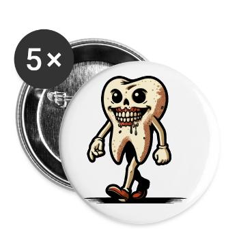 Halloween Hygiène Dentaire Drôle Dent Zombie - Lot de 5 grands badges (56 mm) - blanc - Devant