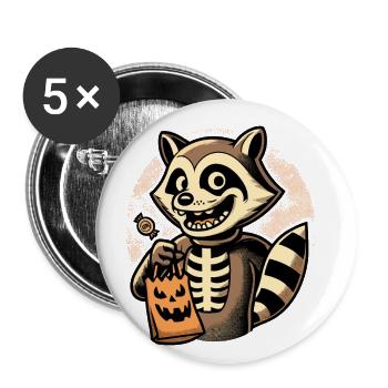 Undead Raccoon Funny Raccoon Lover - Buttons large 2.2''/56 mm (5-pack) - white - Front
