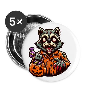 Raton laveur mort-vivant Drôle Amateur de raton laveur - Lot de 5 grands badges (56 mm) - blanc - Devant
