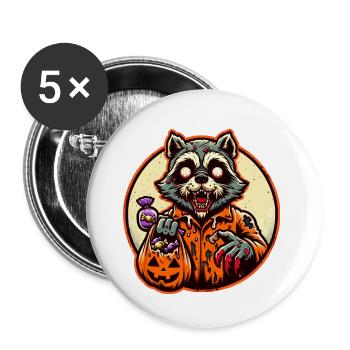 Zombie Raccoon Funny Raccoon Lover - Buttons large 2.2''/56 mm (5-pack) - white - Front