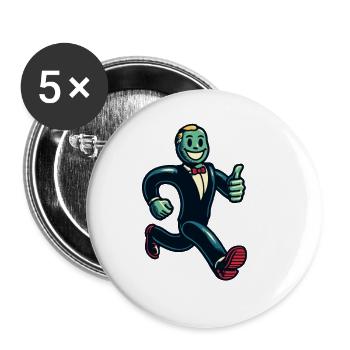 Retro Vintage Stil Halloween Zombie Kostüm Deko - Buttons groß 56 mm (5er Pack) - Weiß - Vorne