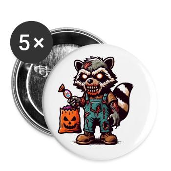 Untoter Waschbär Zombie Waschbären Liebhaber - Buttons groß 56 mm (5er Pack) - Weiß - Vorne