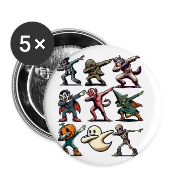 Dabbing Halloween Creatures Drôle Dabbing - Lot de 5 grands badges (56 mm) - blanc - Devant