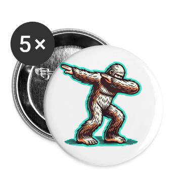 Dabbender Bigfoot Lustiges Dabbing Design - Buttons groß 56 mm (5er Pack) - Weiß - Vorne