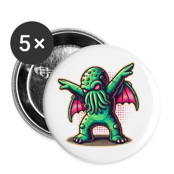 Funny Dancing Cthulhu - Buttons large 2.2''/56 mm (5-pack) - white - Front