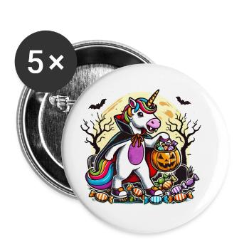 Drôle de licorne vampire aime les bonbons - Lot de 5 grands badges (56 mm) - blanc - Devant