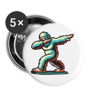 Dabbender Bigfoot Lustiges Dabbing Design - Buttons groß 56 mm (5er Pack) - Weiß - Vorne