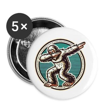 Dabbing Bigfoot Retro Vintage Style - Buttons large 2.2''/56 mm (5-pack) - white - Front